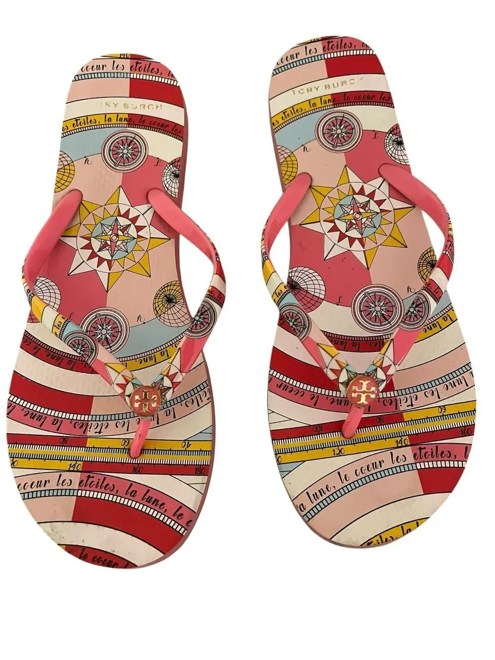 Tory Burch Constellation Jelly Thong Flip Flops Pink US 11 Vacation Resort